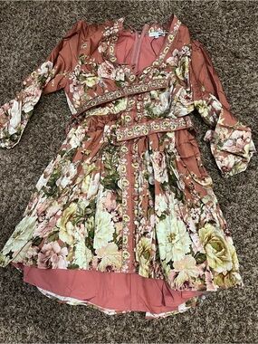 Girls Floral Ruffle Dress in Dusty Rose by Unknown Brand